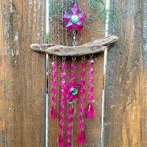 Barbie Movie 2023 Style Pink Sun Catcher  Handmade Driftwood & Recyclables